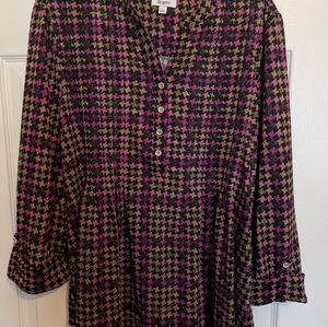 Kim Rogers L 3/4 sleeve shimmer peplum top